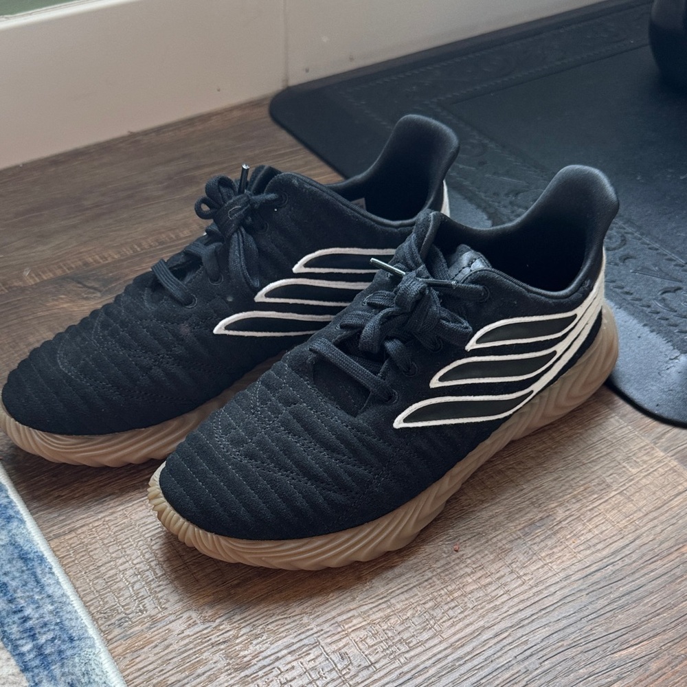 Men’s Adidas Sobakov Black and White Athletic Shoes